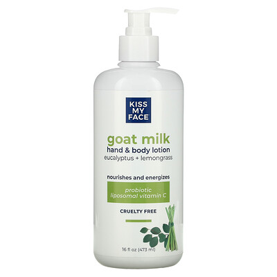 Купить Kiss My Face Goat Milk Hand & Body Lotion, Eucalyptus + Lemongrass, 16 fl oz (473 ml)