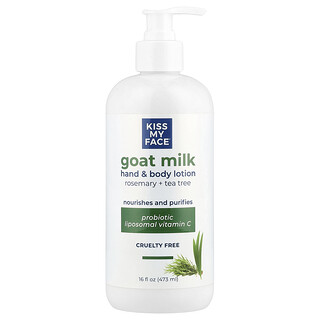Kiss My Face, Loción para manos y cuerpo con leche de cabra, Romero y árbol del té, 473 ml (16 oz. Líq.)
