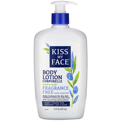 Kiss My Face Body Lotion, Olive & Aloe, Fragrance Free, 16 fl oz (473 ml)