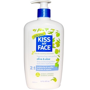 Kiss My Face, Олива и алоэ 2 в 1, лосьон глубокого увлажнения, без ароматизаторов, 16 жидких унций (473 мл)