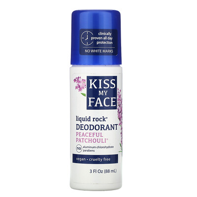 Kiss My Face Liquid Rock Deodorant, Peaceful Patchouli, 3 fl oz (88 ml)