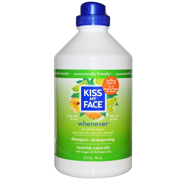 Kiss My Face, Whenever Shampoo, All Hair Types, Green Tea &amp; Lime, 32 fl ...