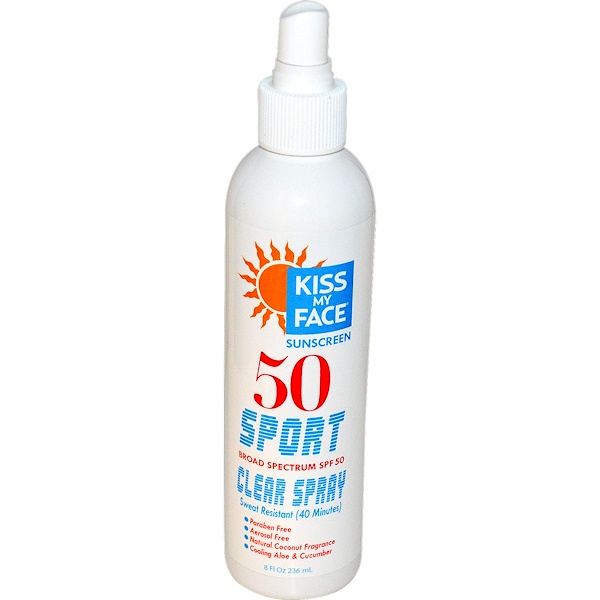 Kiss My Face, Sunscreen 50 Sport, SPF 50, Natural Coconut Fragrance, 8 fl oz (236 ml) (Discontinued Item) 