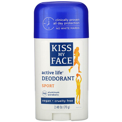 Kiss My Face Active Life Deodorant, Sport, 2.48 oz (70 g)