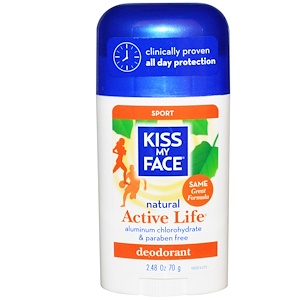 Kiss My Face, Active Life, дезодорант для спортсменов, 2.48 унций (70 г)