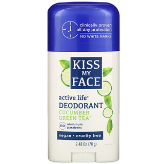 Kiss My Face, Active Life（アクティブライフ）デオドラント、Cucumber Green Tea（キュウリ＆緑茶）、70g（2.48オンス）