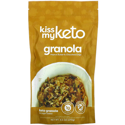 Kiss My Keto Keto Granola, арахисовая паста и шоколадная крошка, 270 г (9,5 унции)