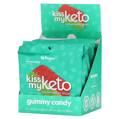 Kiss My Keto Gummy Candy, арбуз, 6 пакетиков по 50 г (1,76 унции)