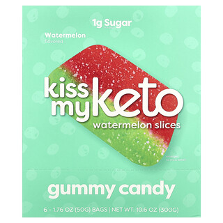 Kiss My Keto, Sakızlı Şeker, Karpuz Dilimleri, 6 Poşet, Her Biri 1,76 oz (50 gr)
