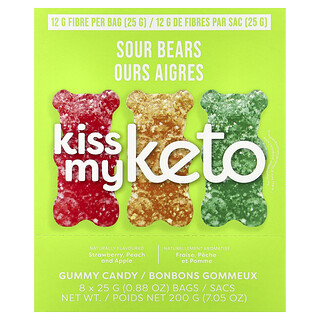 Kiss My Keto, Bomboane gumate, urși acri, 8 pungi, 0,88 oz (25 g)