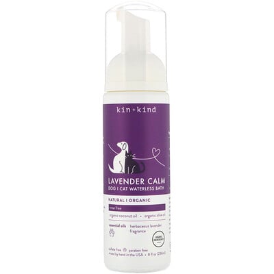 Kin+Kind Lavender Calm, Dog and Cat Waterless Bath, Herbaceous Lavender, 8 fl oz (236 ml)  - купить со скидкой