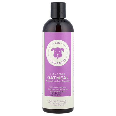 Product Image for Kin+Kind, Organic Oatmeal Moisturizing Dog Shampoo, Fig + Cedar, 12 fl oz (354 ml)