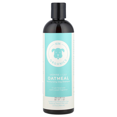 Kin+Kind, Organic Oatmeal Moisturizing Dog Shampoo, Jasmine + Lily, 12 fl oz (354 ml)