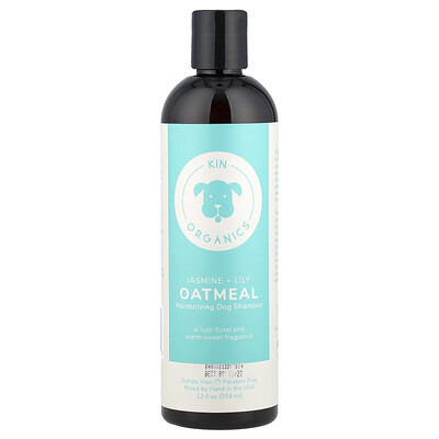 Product Image for Kin+Kind, Organic Oatmeal Moisturizing Dog Shampoo, Jasmine + Lily, 12 fl oz (354 ml)