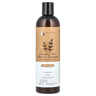 Kin+Kind, Herkän ihon luonnollinen shampoo, koirille ja kissoille, hajusteeton, 354 ml