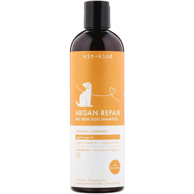 Kin+Kind Argan Repair, Dry Skin Dog Shampoo, Warm Woody Fragrance, 12 fl oz (354 ml)
