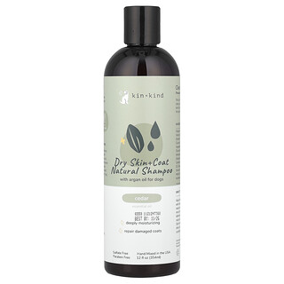 Kin+Kind, 피부 건조 + 털 천연 샴푸, 반려견용, 삼나무, 354ml(12fl oz)