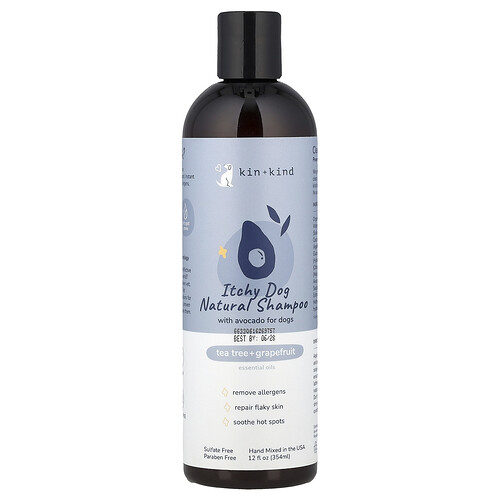 Kin+Kind, Itchy Dog Natural Shampoo with Avocado, For Dogs, Tea Tree + Grapefruit, 12 fl oz (354 ml)