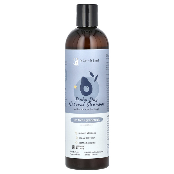 Kin+Kind Itchy Dog Natural Shampoo With Avocado, For Dogs, Tea Tree + Grapefruit, 12 fl oz (354 ml)