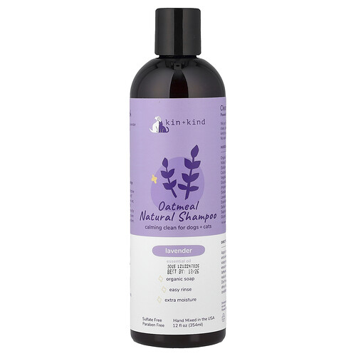 Kin+Kind, Natürliches Shampoo mit Haferflocken, für Hunde + Katzen, Lavendel, 354 ml (12 fl. oz.)