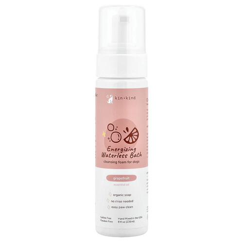 Kin+Kind, Energizing Waterless Bath, Cleansing Foam For Dogs, belebendes wasserloses Bad, Reinigungsschaum für Hunde, Grapefruit, 236 ml (8 fl. oz.)