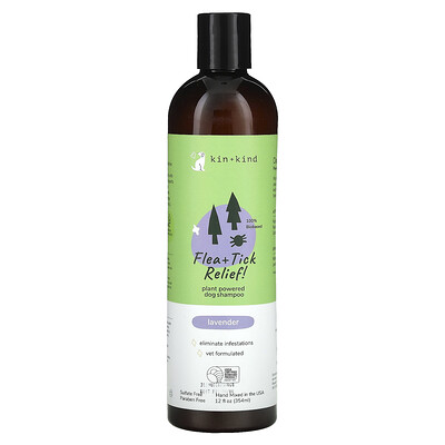 Photos - Hair Product Kin+Kind Kin+Kind, Flea + Tick Relief Dog Shampoo, Lavender, 12 fl oz  KND-25311(354 ml)