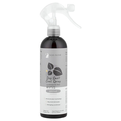 Kin+Kind , Dog Smell Coat Spray, Conditioner For Dogs, Patchouli, 12 Fl Oz (354 Ml)