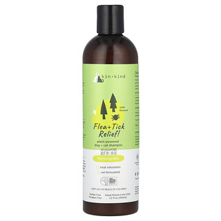 Kin+Kind, Alivio contra pulgas y garrapatas, Champú de origen vegetal para perros y gatos, Limoncillo, 354 ml (12 oz. líq.)