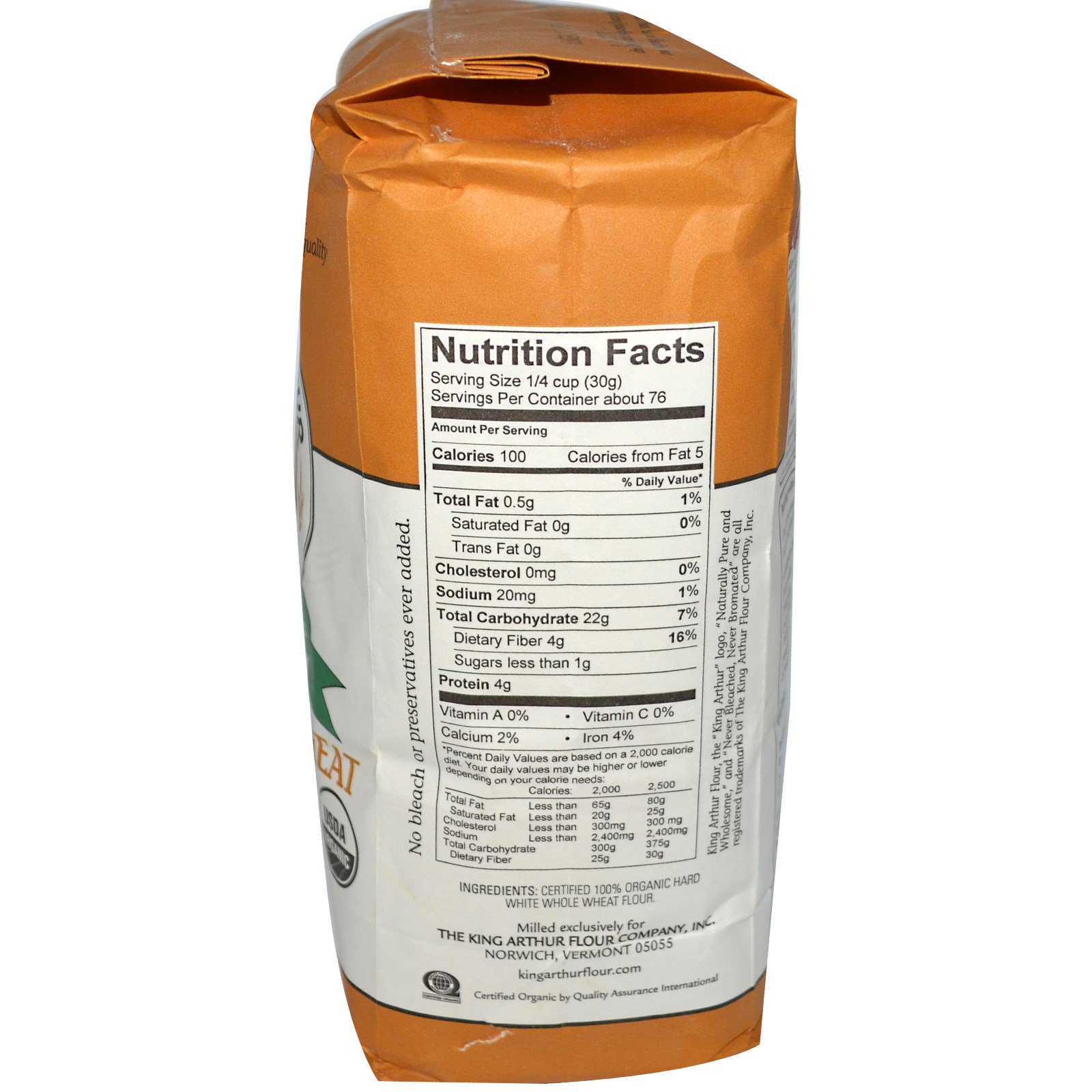 King Arthur 100 Whole Wheat Flour Nutrition Facts Bios Pics