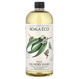 Koala Eco, Agente de limpieza natural para la ropa, Aceite esencial de eucalipto y romero con aroma a limón australiano, 1 l (33,8 oz. líq.)