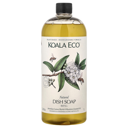Koala Eco Natural Dish Soap, Refill, Australian Lemon Myrtle & Mandarin Essential Oil, 33.8 fl oz (1 l)
