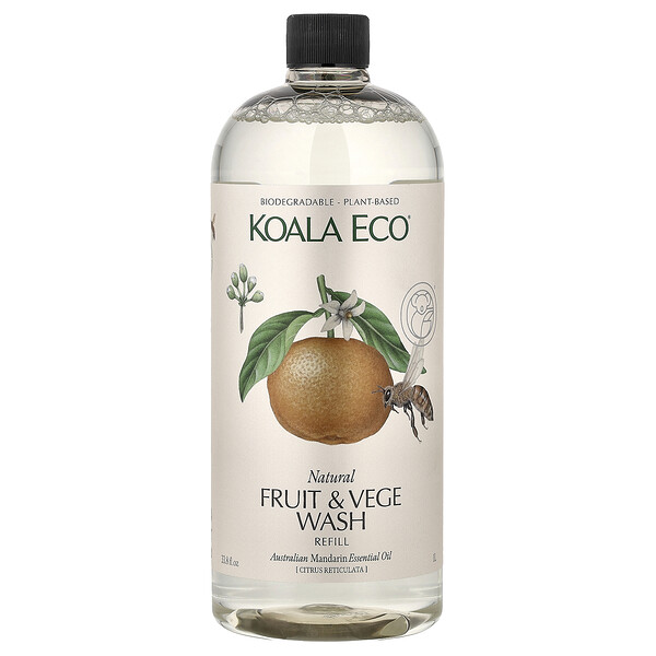 Koala Eco Natural Fruit & Vege Wash, Refill, Australian Mandarin Essential Oil, 33.8 fl oz (1 l)
