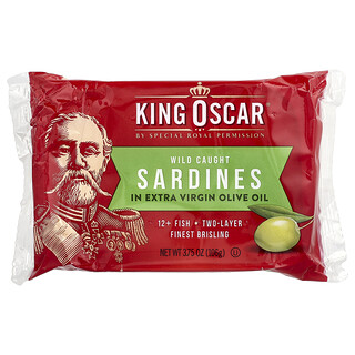 King Oscar, Pescato allo stato brado, sardine in olio extravergine d’oliva, due strati, 106 g