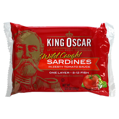 King Oscar Дикие сардины, в пикантном томатном соусе, 106 г (3,75 унции)