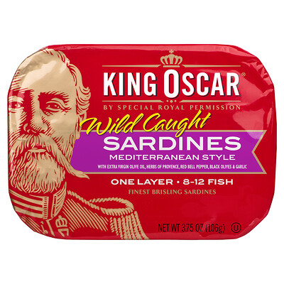 King Oscar Wild Caught, сардины в средиземноморском стиле, 106 г (3,75 унции)