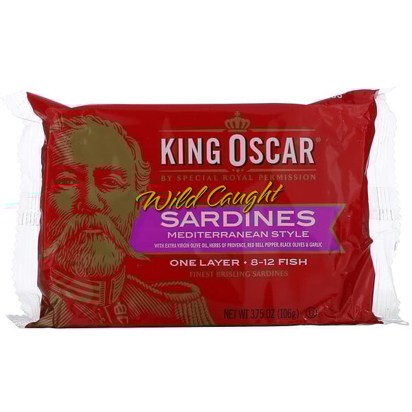 King Oscar, Wild Caught, Sardines Mediterranean Style, 3.75 oz (106 g