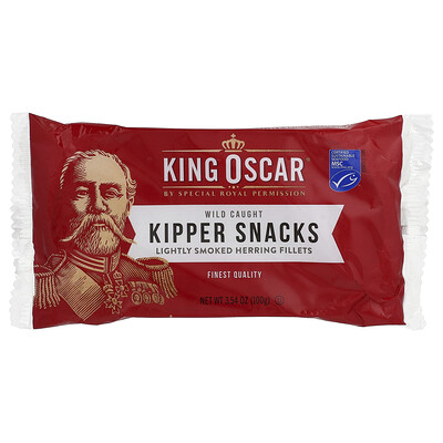 King Oscar, Bocadillos de arenque ahumado, Filetes de arenque ligeramente ahumados, 100 g (3,54 oz)