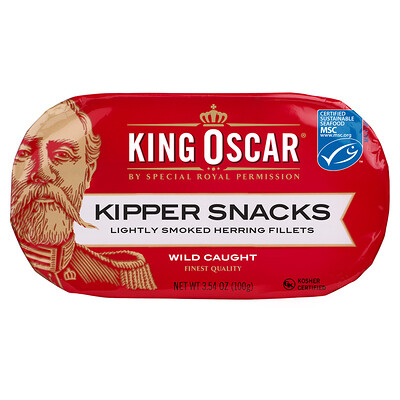 King Oscar Kipper Snacks, подкопченное филе сельди, 100 г (3,54 унции)