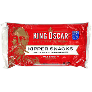 King Oscar, キッパースナックス、軽く燻製したニシンのフィレ、100g（3.54オンス）