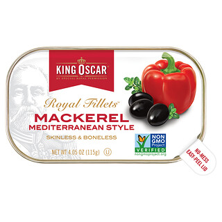 King Oscar, Royal Fillets, Mackerel Mediterranean Style, 4.05 oz (115 g)
