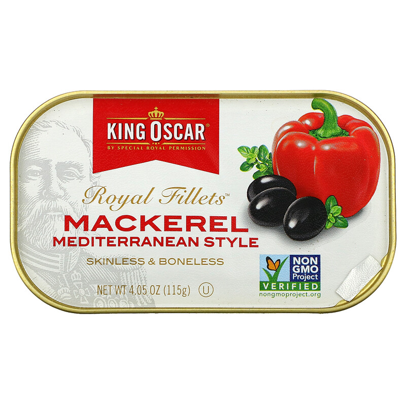 King Oscar, Royal Fillets, Mackerel Mediterranean Style, 4.05 oz (115 g