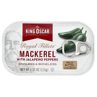 King Oscar, Royal Fillets™, Cavalinha com Pimenta Jalapenho, 115 g (4,05 oz)