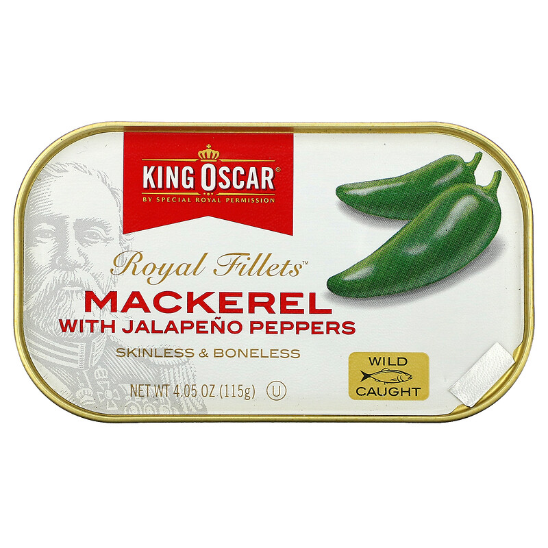 King Oscar, Royal Fillets, Mackerel With Jalapeno Peppers, 4.05 oz (115 g) iHerb