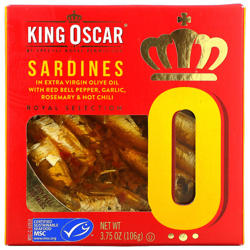 King Oscar, Sardines In Extra Virgin Olive Oil With Red Bell Pepper
