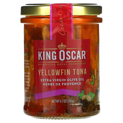 King Oscar Желтоперый тунец, оливковое масло холодного отжима, прованские травы, 190 г (6,7 унции)