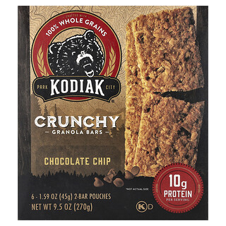 Kodiak Cakes, Barres granola croquantes, pépites de chocolat, 6 sachets de 2 barres, 45 g chacune