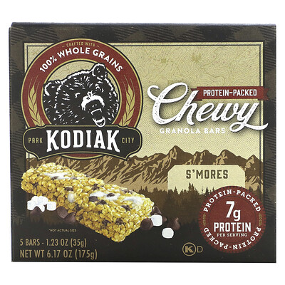 

Kodiak Cakes Жевательные батончики из гранолы S'mores 5 батончиков 35 г (1 23 унции) каждый