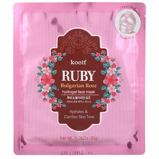 Koelf, Ruby Bulgarian Rose Hydrogel Beauty Face Mask Pack, 5 Sheets, 1.05 oz (30 g) Each