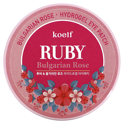 Koelf Гидрогелевые патчи для глаз с рубином и болгарской розой, 60 шт.