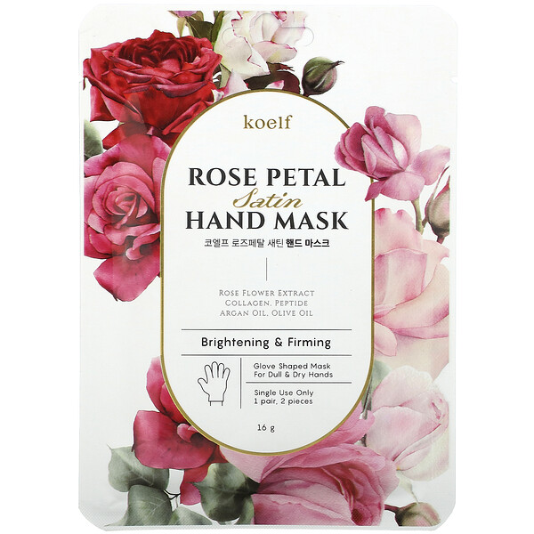 Koelf‏, Rose Petal Satin Hand Mask, 1 Pair, 16 g